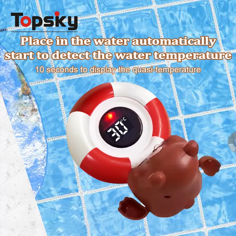 Funny Water Bear Digital Thermometers Bath Toys Floating Swimming Wind Up Bear Water Thermometer Bathtub Toys for Kids