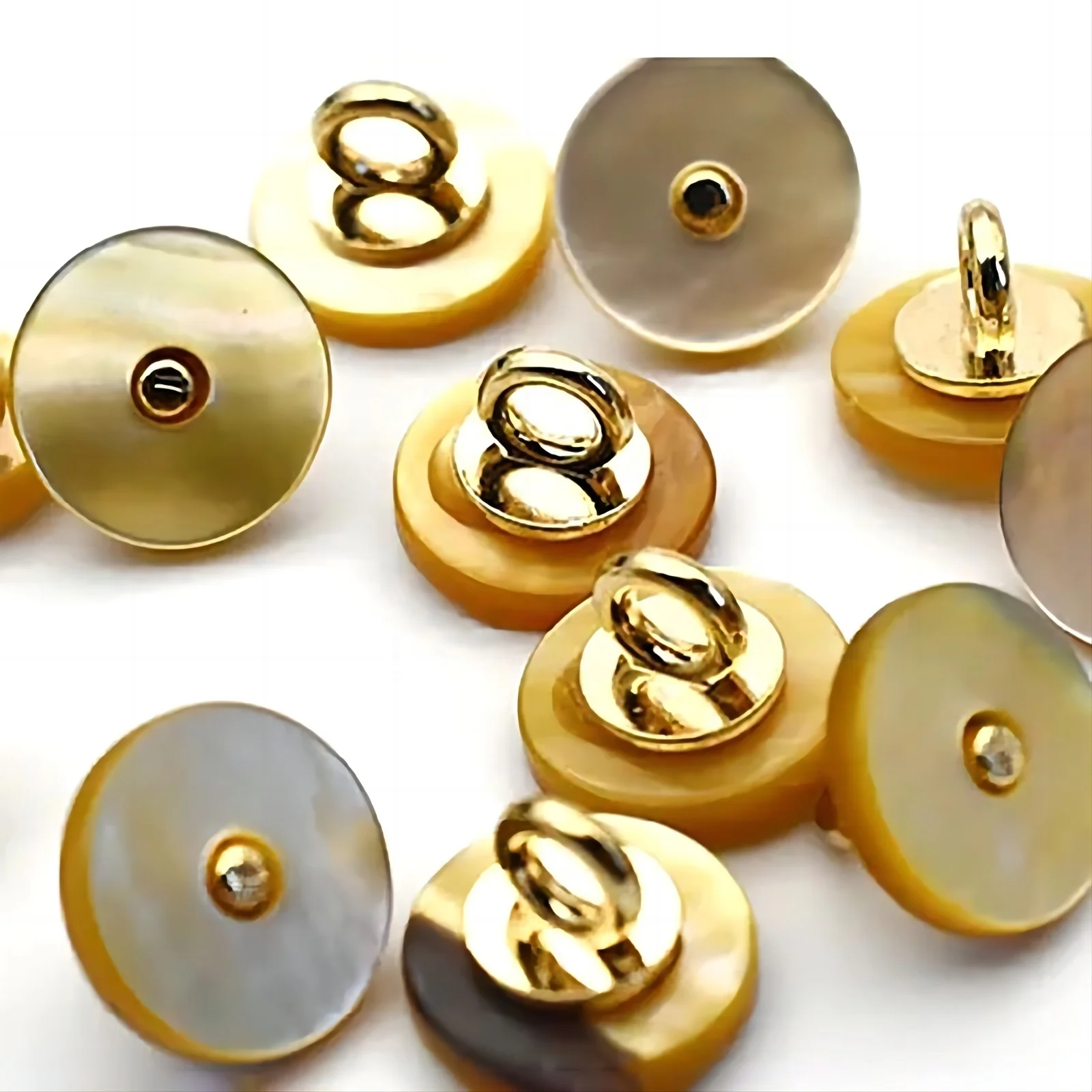 10MM 11.5MM 12.5MM 15MM 18MM 20MM 23MM 25MM Mother of Shell Pearl Alloy Hand Sewing Sew Shank Button