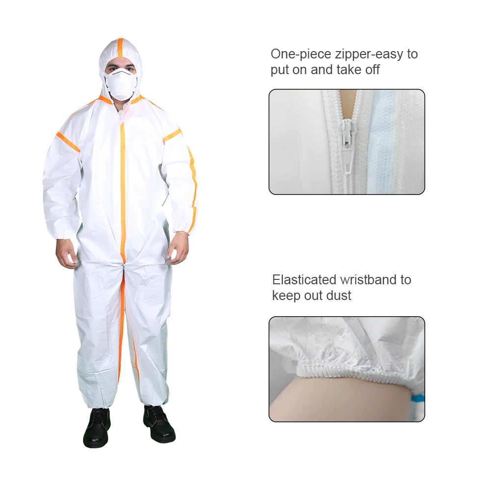 Manufacturer Cat III Type 4/5/6 Coverall Suit Disposable Microporous Film Laminate Chemical Protective Overalls Custom Design