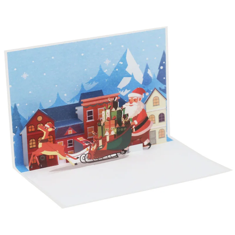 New arrival merry christmas pop up cards happy holidays christmas 3d greeting cards creative color