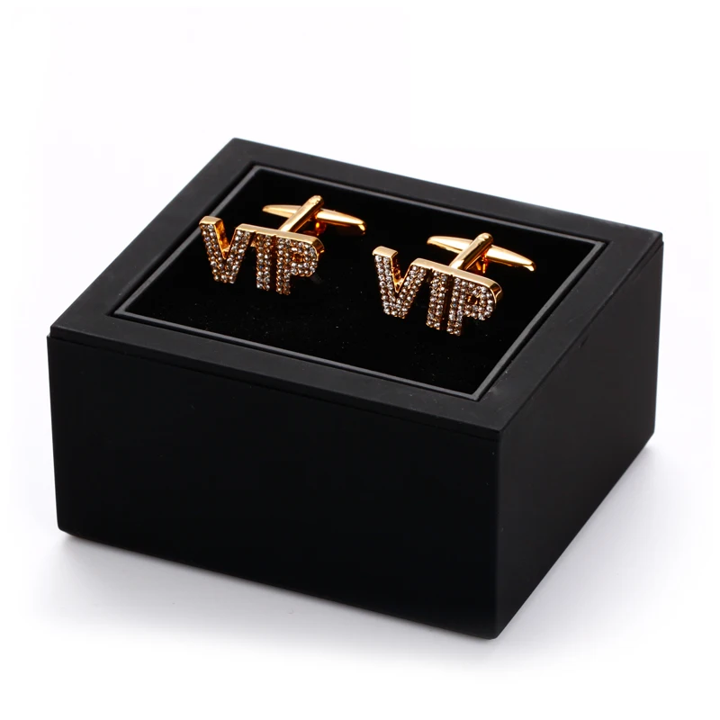 Роскошная вращающаяся Мужская запонка, Подарочная коробка с логотипом на заказ, черная пластиковая коробка для запонок