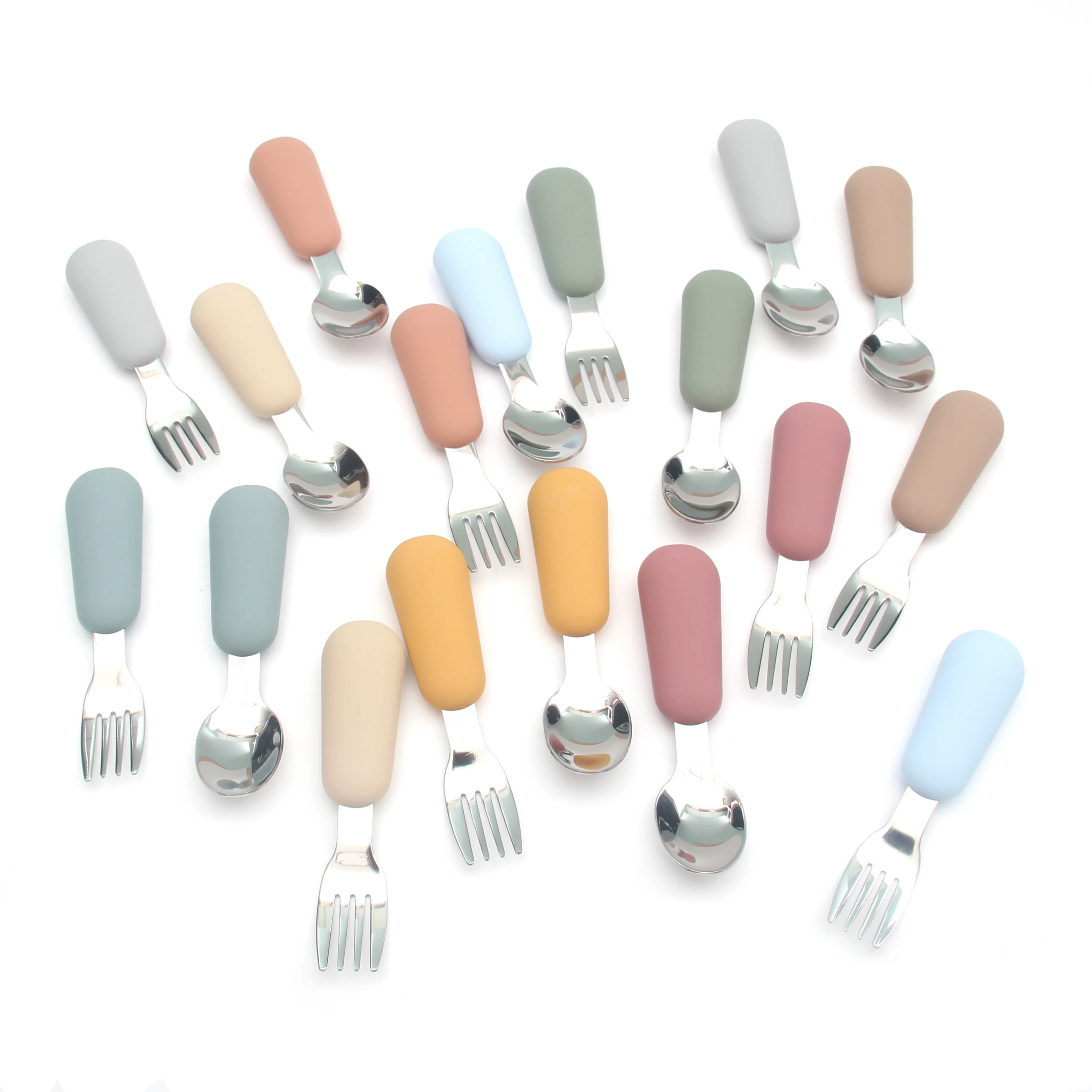 С круглой ручкой для кормления Детские Безопасные столовые приборы детская посуда набор из ложки и вилки нержавеющей стали