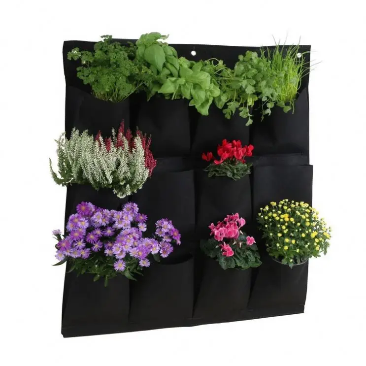 37 Vertical Non Woven Fabric Multiple Pockets Grow Bags Waterproof Garden Seedling Hanging Wall Felt Planter Grow Bag