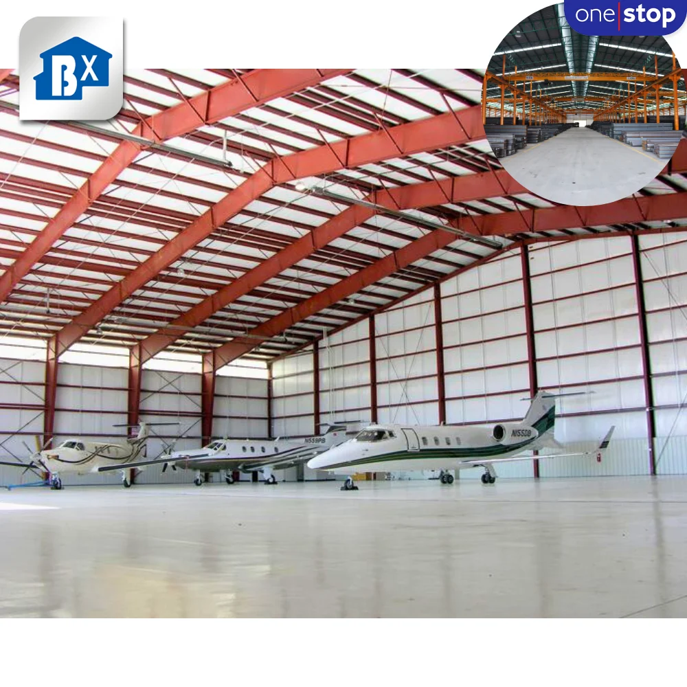 ONE-STOP Service Prefab Aircraft Storage Hangar Prefabricated Steel Hangar , Steel Structure Metal Building Hangar Warehouse