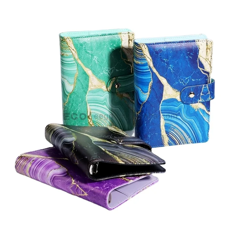 Top Sales Wholesale fancy note book A6 Ring Binder Budget PU Leather Hardcover Planner Custom Printing Journal Notebook