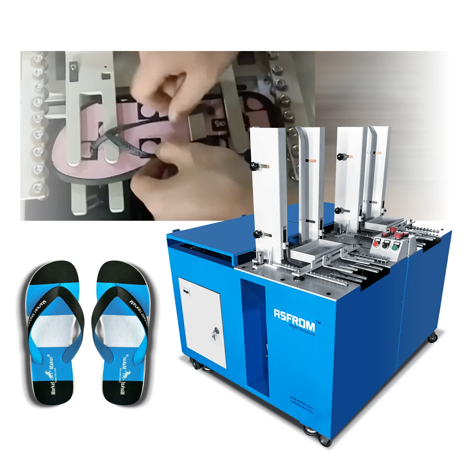 ASFROM 2019 EVA PVC Flip Flop Strap Fixing Machine