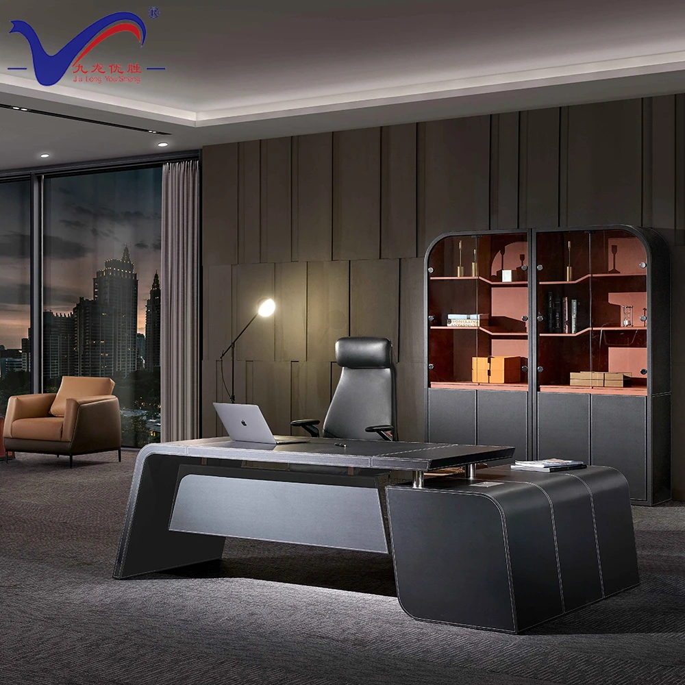 Высококачественная роскошная черная серая кожаная мебель для офиса