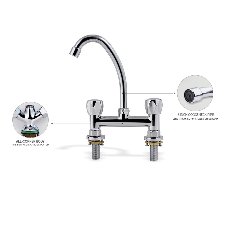 Смеситель кухонный латунный с длинной горловиной