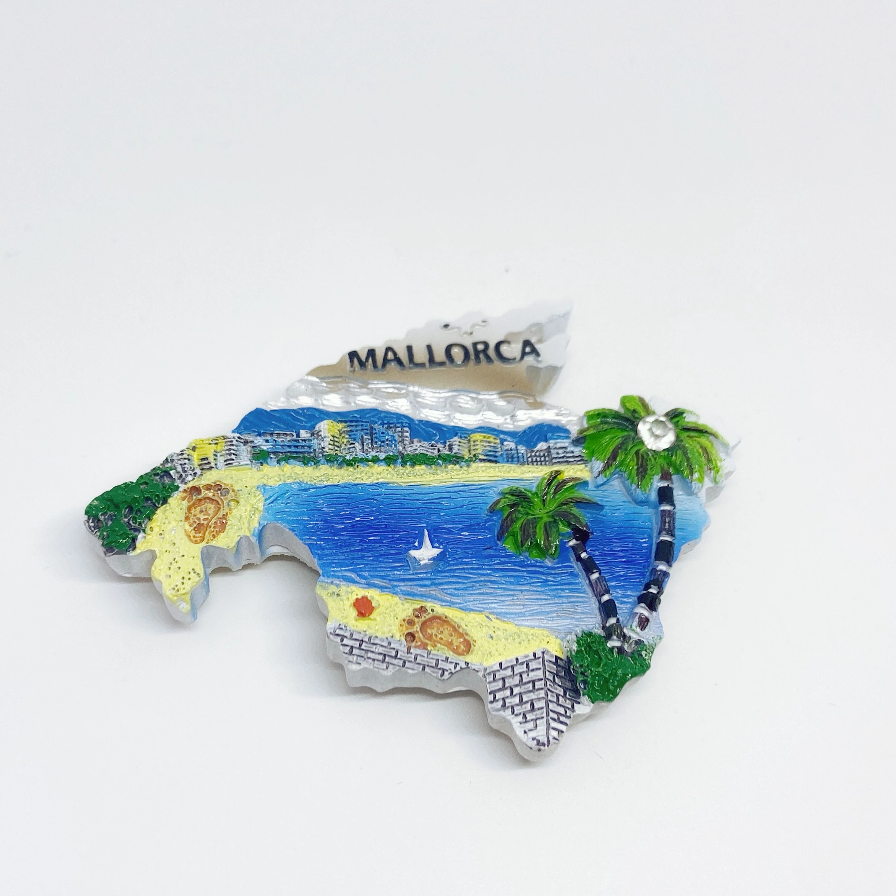 Manufacturers hot sale  cheap beach Mallorca shape  different types tourist souvenir fridge magnet