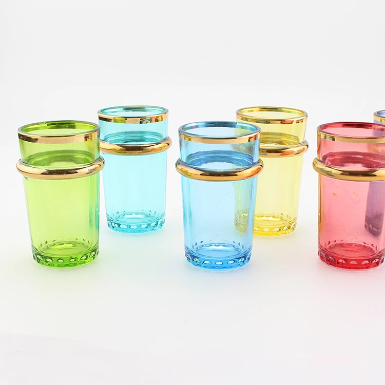 New Design private molding 6Oz Juice GlassTea cup Set Plating Water Tumbler With Color Moroccan Tea Cup