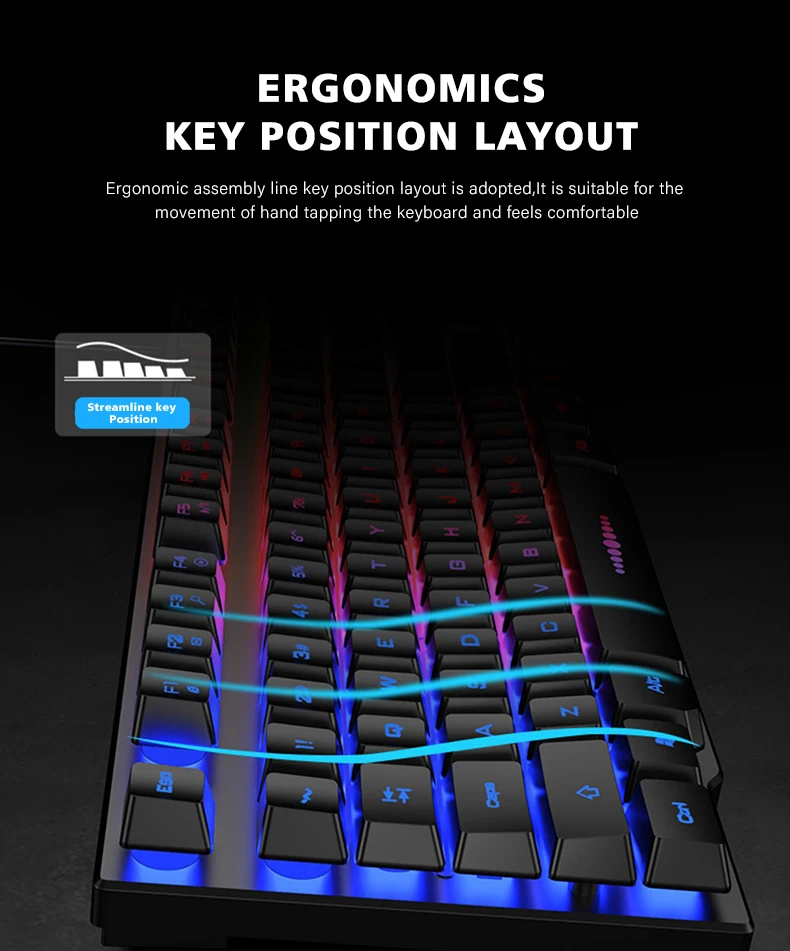 Полноразмерная мембранная игровая клавиатура с RGB-подсветкой и мультимедийными клавишами