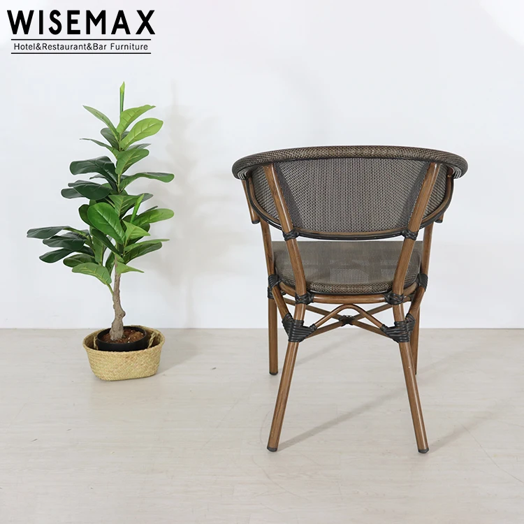 WISEMAX FURNITURE wholesale garden balcony aluminum furniture armrest rattan chair cane chair french cafe set bistro chair