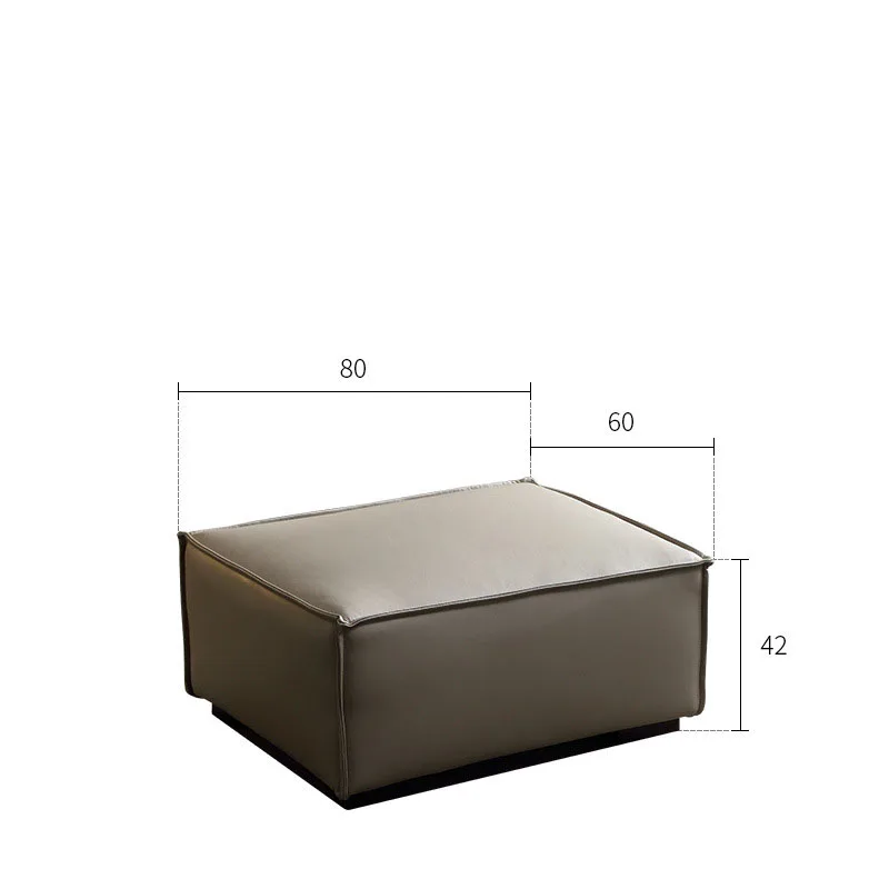 Custom Leather Sofa Head Leather Italian Minimalist Living Room Three Person Straight Row Square Tofu Block Small Family Sofa