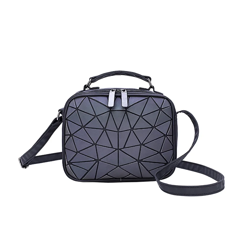 girls glow in the dark luminous rhombus PU leather holographic reflective sling crossbody envelope shoulder satchel purse bags