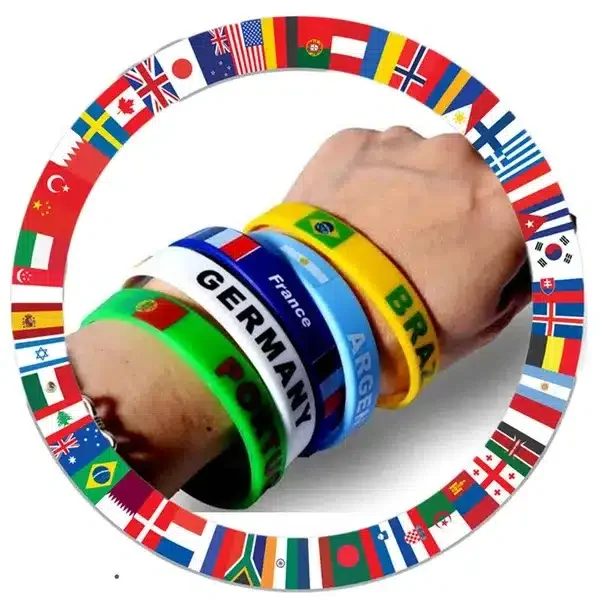 Personalized Ink Injected Wrist Band Rubber Bracelet National Flag Custom Logo Silicone Wristband For Promotional Business Gifts