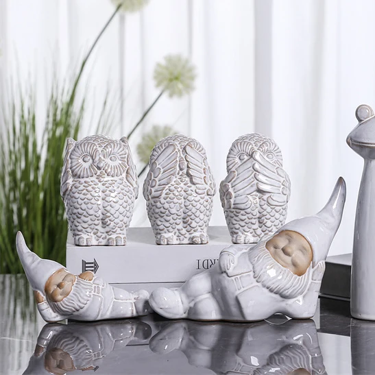 Dwarf Figurine Interior Ornaments Gnome Decor Ceramic Home Table Decoration