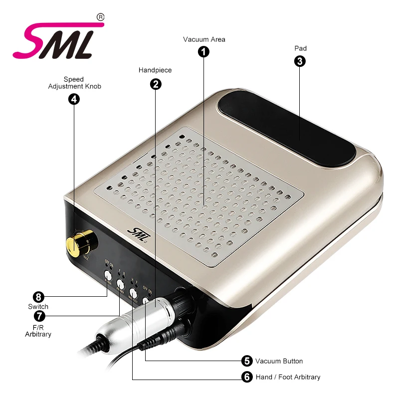 2 in 1 35000RPM Electric Nail Drill Polisher Nail Dust Cleaner Vacuum Suction Machine Nail Gel File Curing Dryer Manicure Device