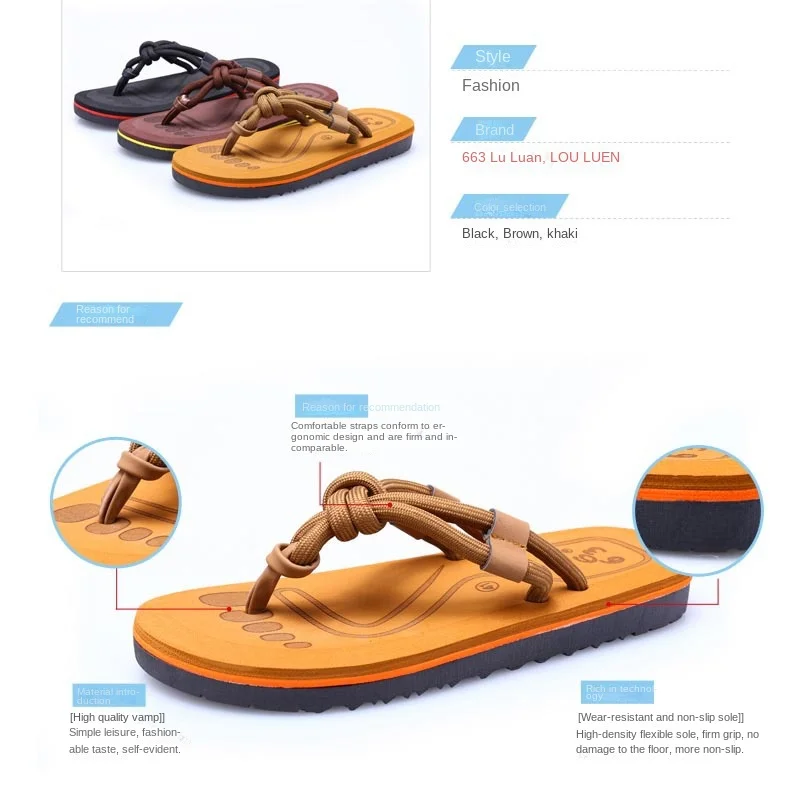 Casual shoes non-slip pu leather flip flops sole men slippers sandals china flip flops footwear flip flops men leather sandals A