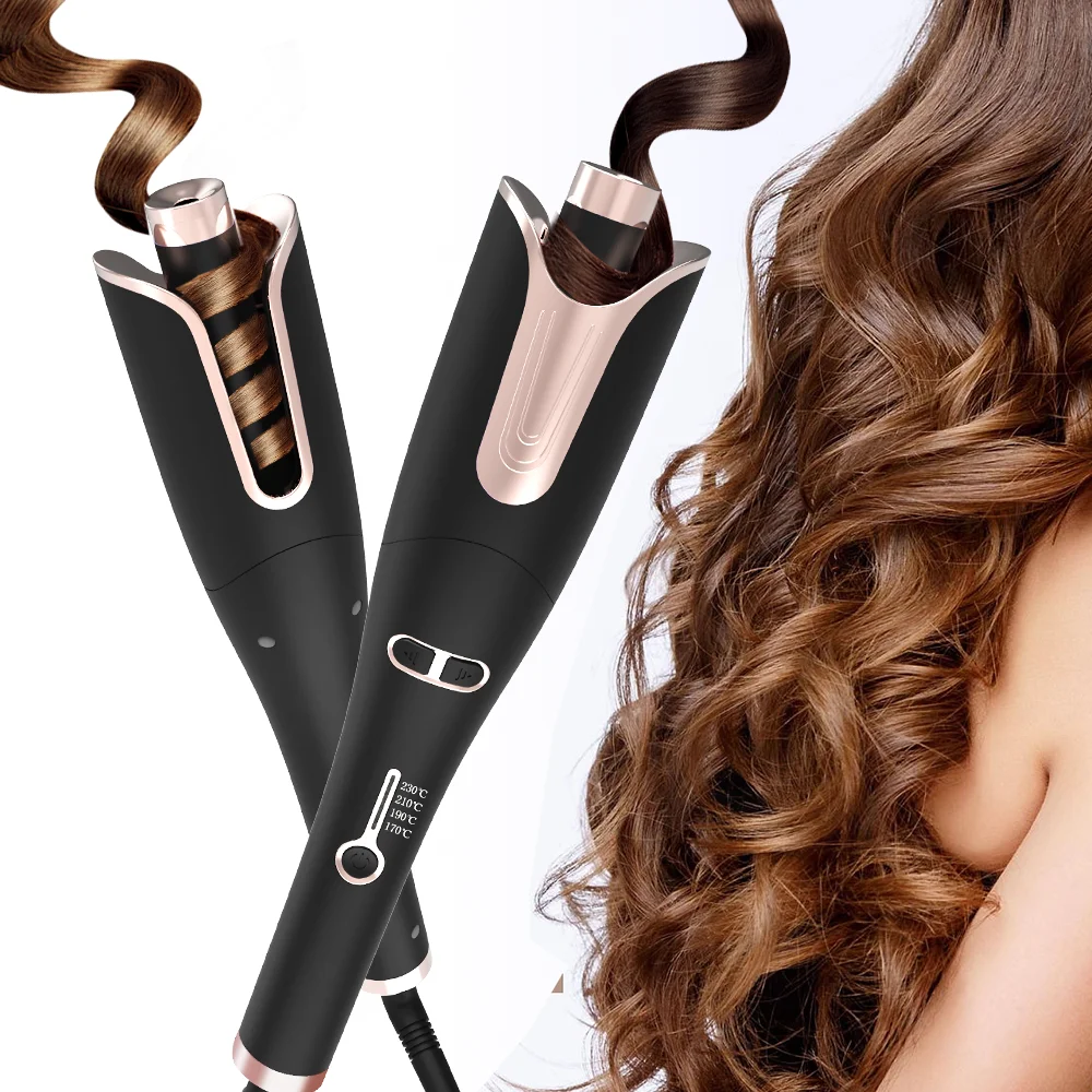 Rechargeable Portable Electric Ceramic Wireless Hair Styling Spiral Curly Hair Curler Automatic Rotating Wireless Curling Iron