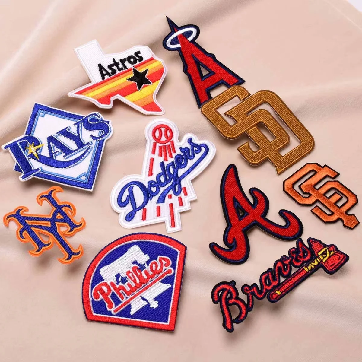 Baseball Team Logo Embroidered Cloth Heat Press Patches Back Adhesive Sports Iron Patch American Baseball Team emblem