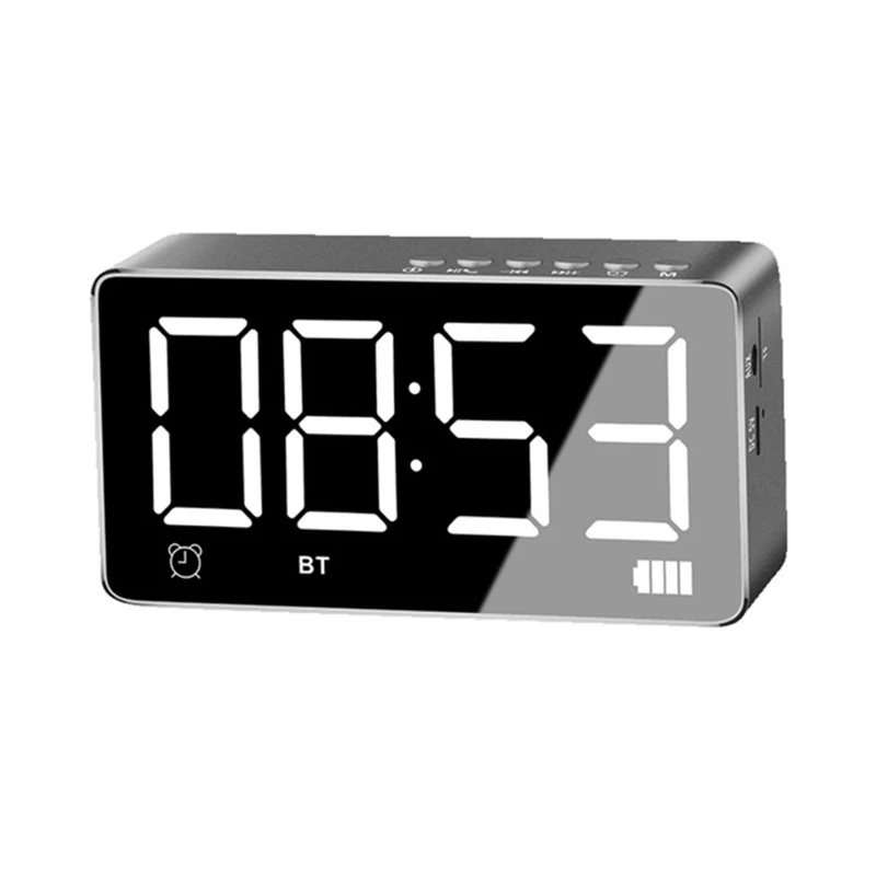 Mini Portable Super Bass Q9 Wireless Subwoofer Stereo Speaker Music Player TF Card AUX LED mirror Digital Alarm Clock for Phone