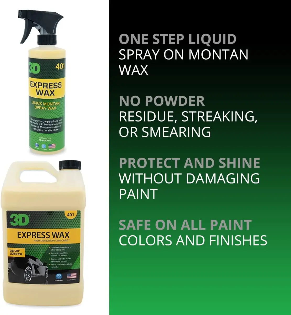 high protection Express Montan Spray Wax - Glossy Shine, Streak Free, No Powder Residu 1 Gallon
