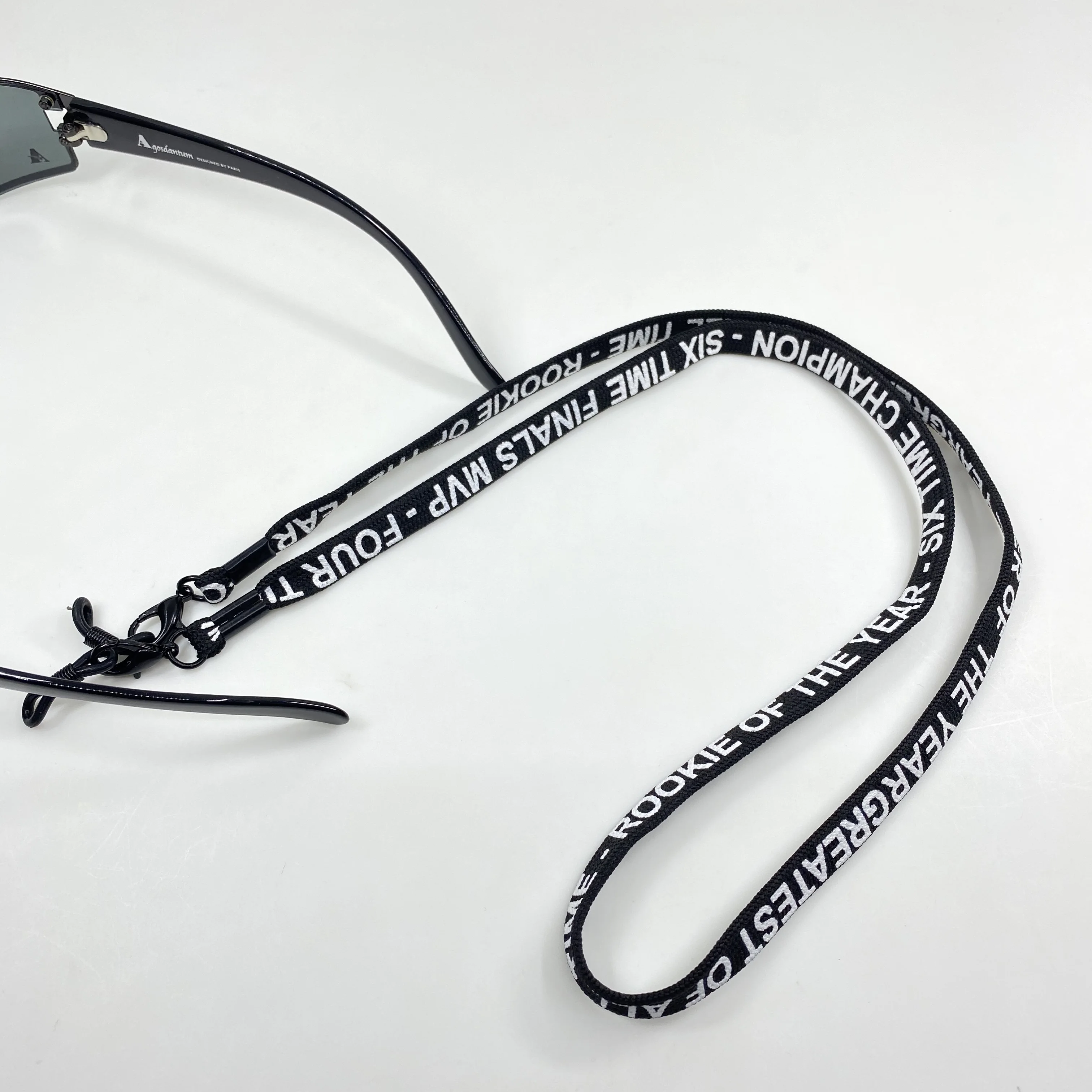 Fashion custom logo printing sunglasses mask cord lanyard neck strap with lobster clasp hook clip rubber loop