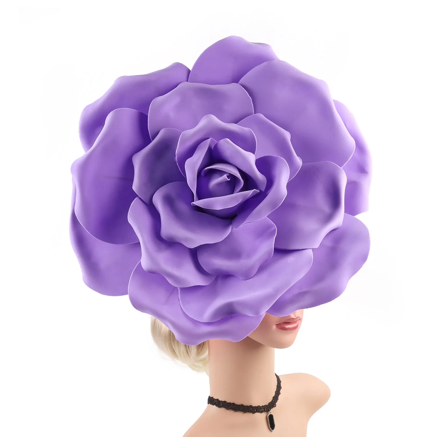 Large Flower Exaggerated Chiffon Rose Fascinator Kentucky Derby Ascot Festival Costume Party Showgirl Headwear