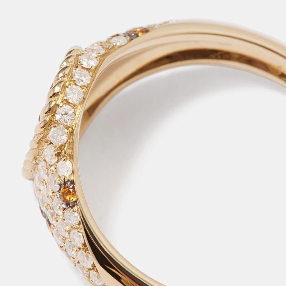 Firstmadam 14K Gold Champagne Diamond Cluster Setting Diamond Pinky Ring For Women