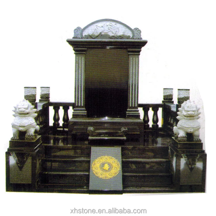 China Custom-Made Black Headstone Dark Grey Gravestone Granite Stone Carving Cheap Monument Cemetery Tombstones Memori Mausoleum