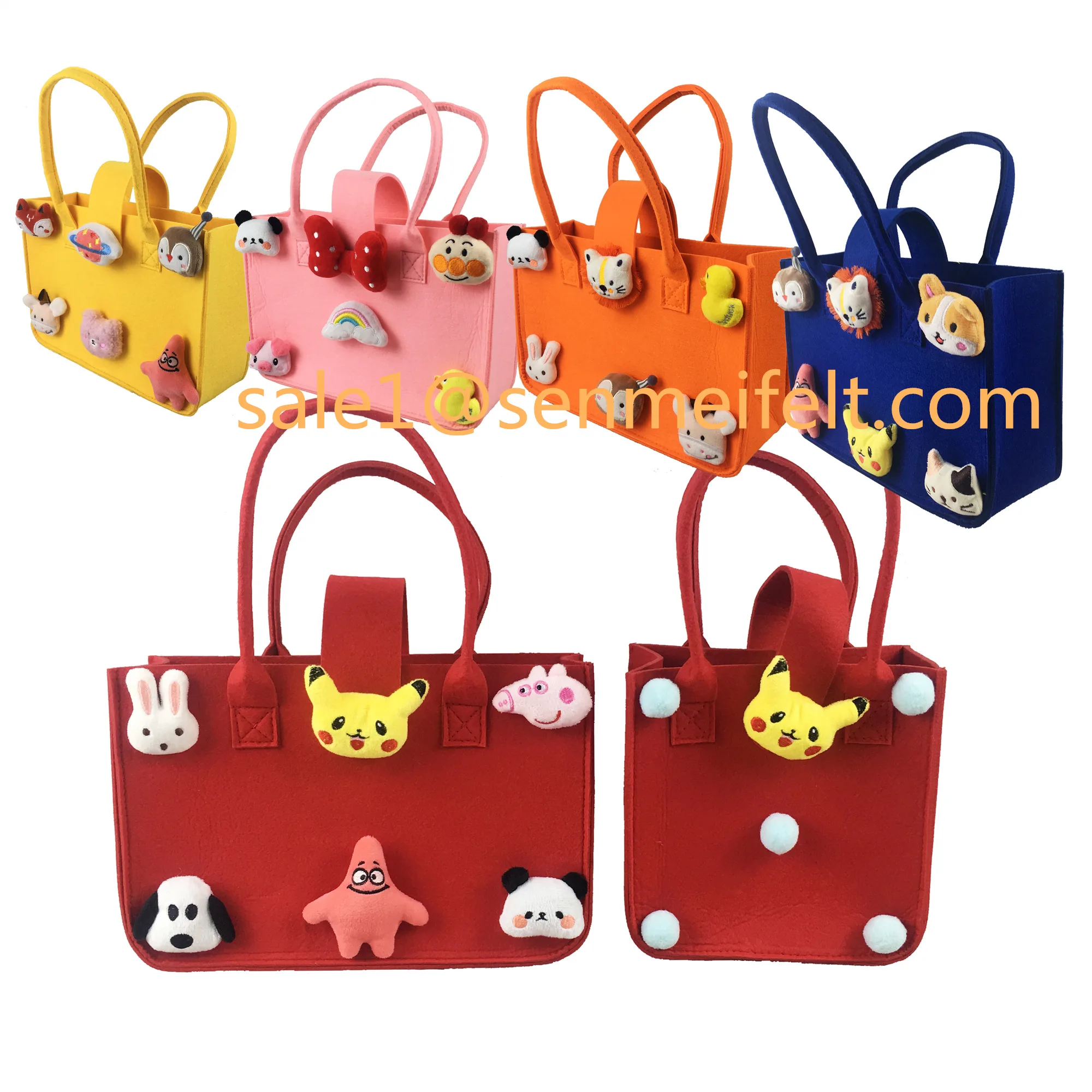 Gift Bag Candy Chocolate Organizer Tote Handbag Basket for Cute Portable Reusable Felt Birthday Party Decoration Kids Gift