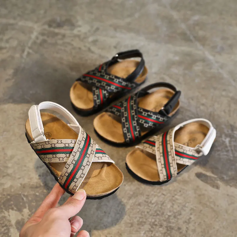 
oem girls shoes design services Hot sale kids summer beach cork sandals girls boys 