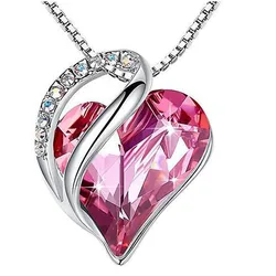 Trendy Ocean Heart Crystal Rhinestone 12 Months Clavicle Chain Dainty Luxury Ladies Gift Pendant Necklace