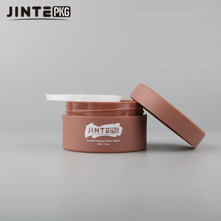 Custom Cosmetic Packaging  4oz 5oz 6oz 8oz Matte Brown Yellow PETG Cream Plastic jar with lids for Body Butter Silme Container