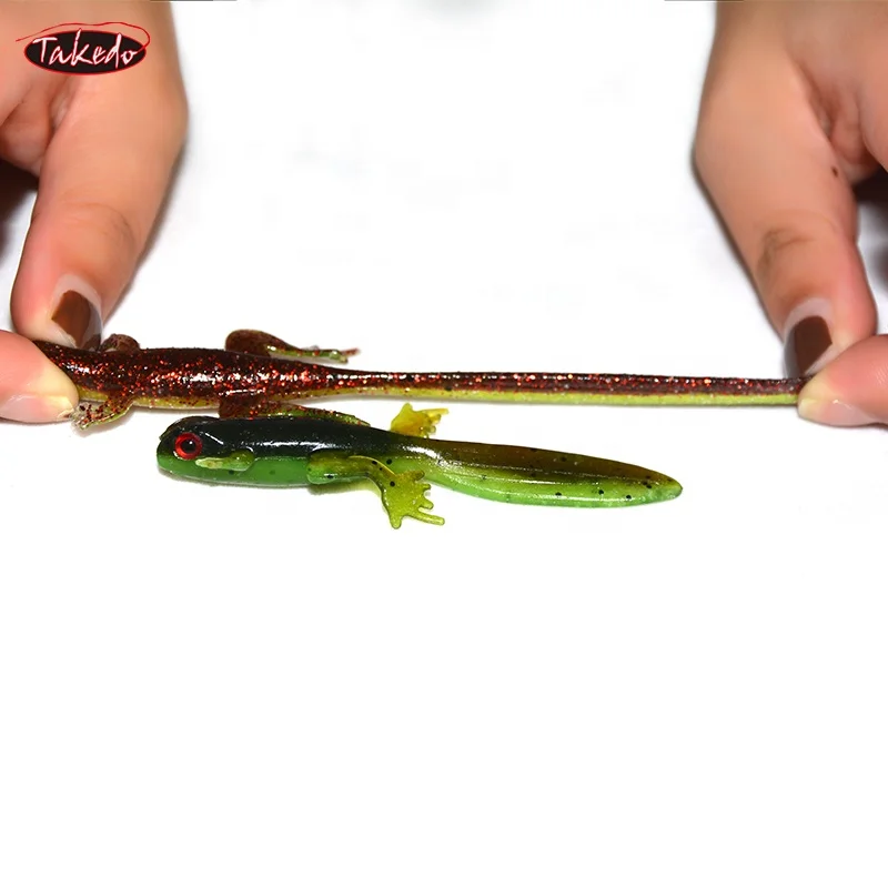 TAKEDO SP06 Frog Tadpole Soft Bait  8Cm 3.8G 3D Eyes Salamander Bait Two-Tone Simulation Plastic Bait