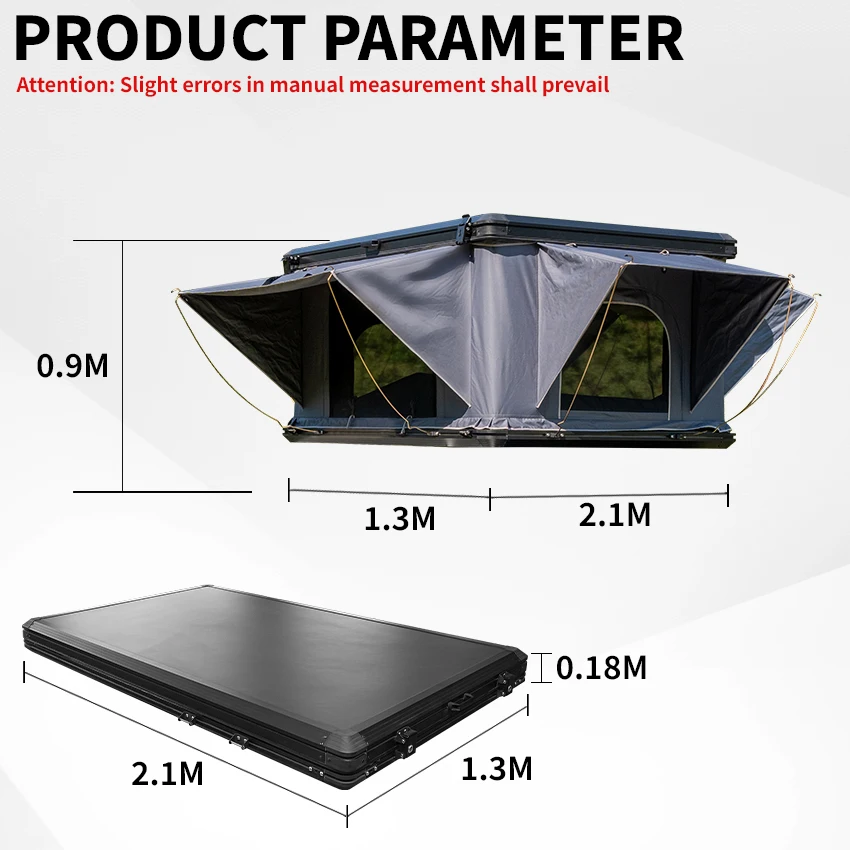 Aluminum Frame Hard Shell Rooftop Tent for Camping Car Roof Parking