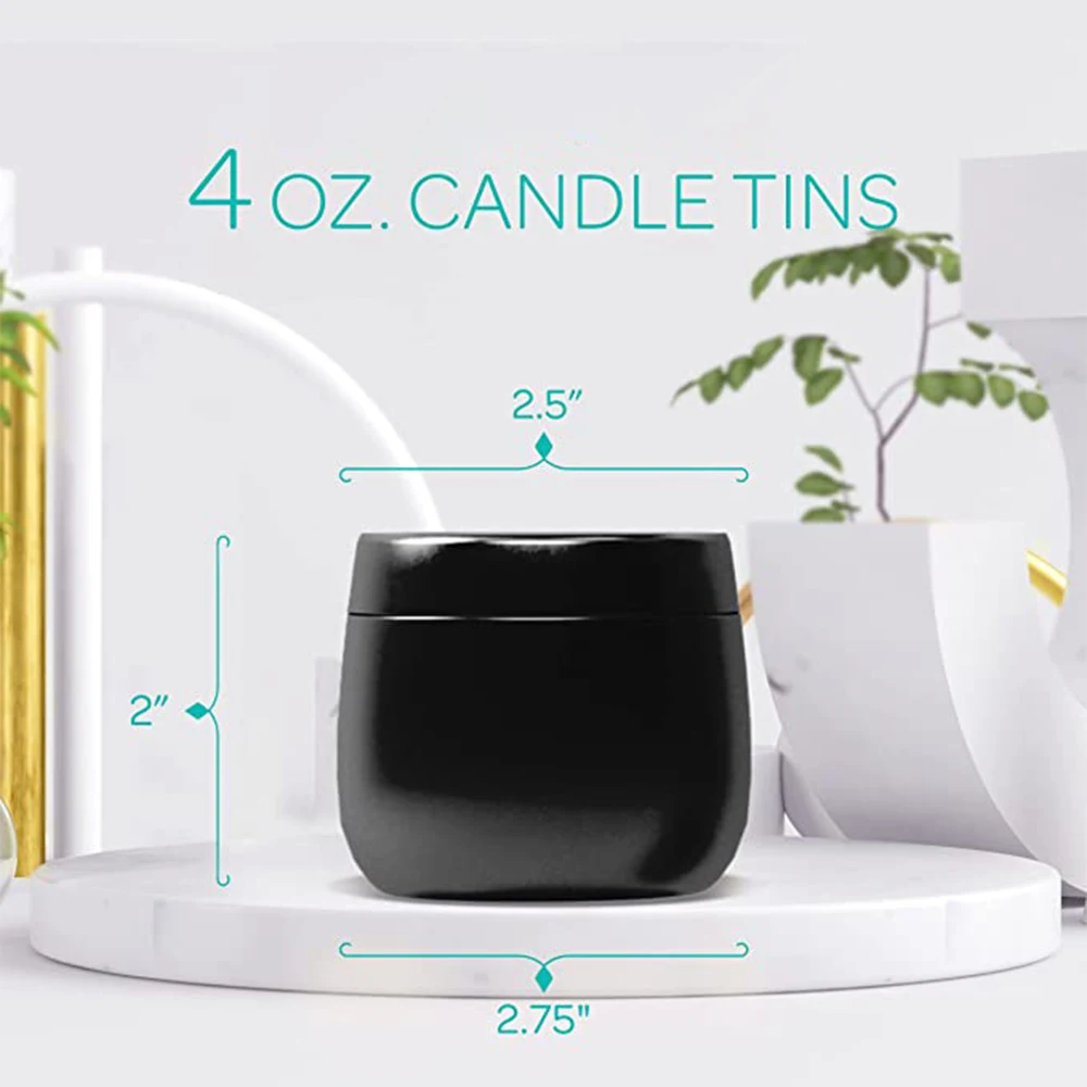 NEWSPHERE 2oz 4oz 8oz luxury semi circle black candle vessel tin jar for diy candle making