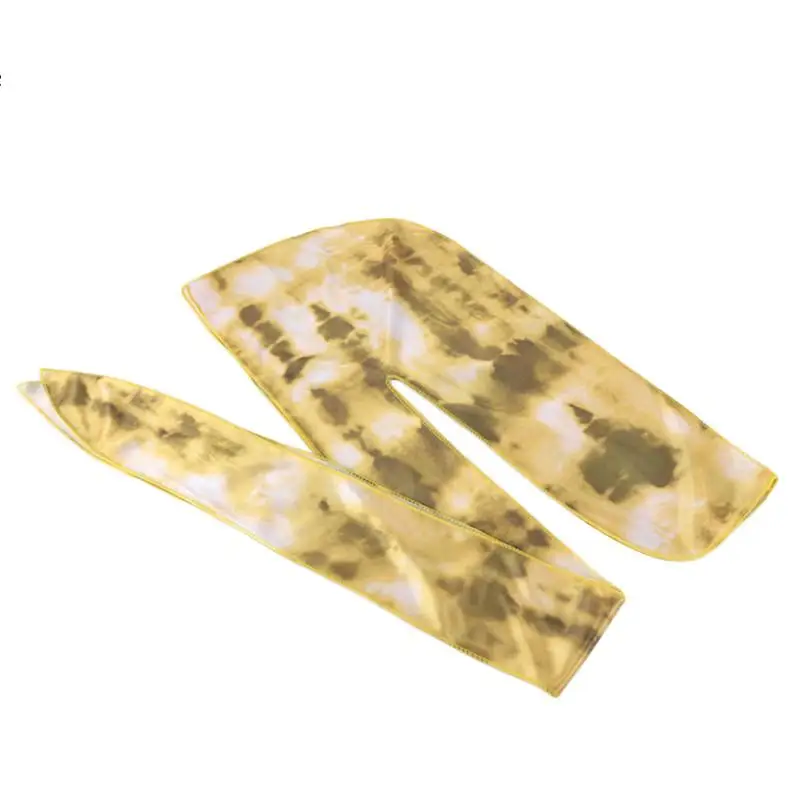 Wholesale Custom Tie-dyed Printed Extra Long-tail Head Wraps Doo Rag Do Rag Durags For Men Du Rag Designer Durag