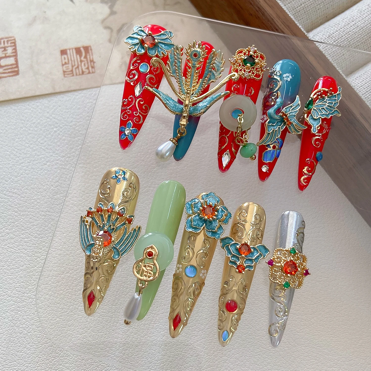 Luxury nail charms Chinese love Wedding nail jewelry  zircon jewelry 3d nail art for girls