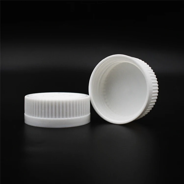 Custom 38mm White Plastic PP Child Resistant Caps Lids for Liquid medicine pill Pesticide bottle Gummies storage