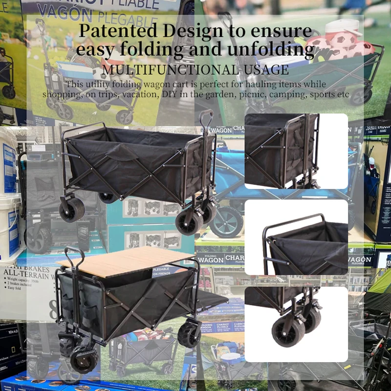 Garden Portable Beach Trolley Collapsible Wagon Folding Wagon Outdoor Camping Cart
