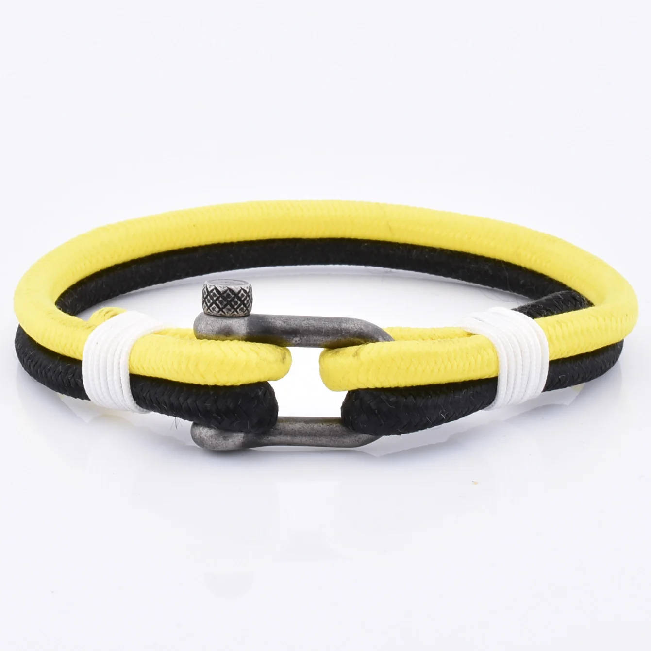 OEM fashion jewelry bracelet factory direct cheap price double layer rope bracelet with stainless steel shackle