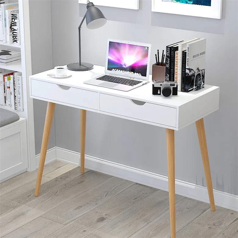 Computer Desk Modern Stylish Home Office Study Table Writing Desk Workstation with 2 Drawers