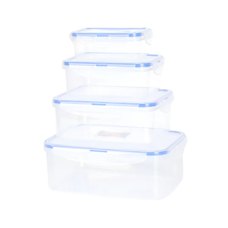 4Pcs High Quality Microwavable Refrigeratorable Wholesale Kitchen Crisper Plastic Food Storage Bento Lunch Box With Lid