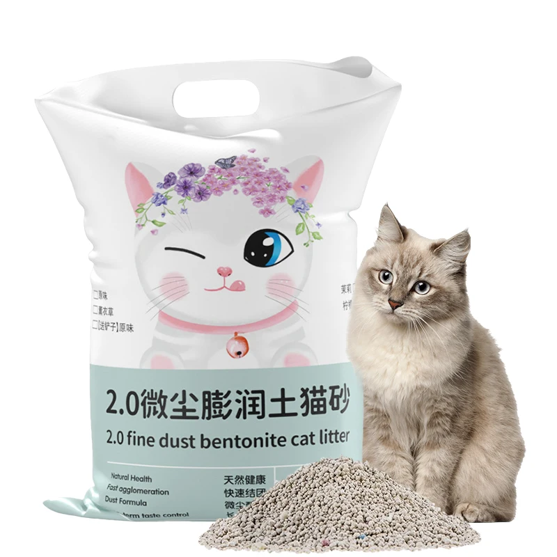 Bentonite cat litter 10kg Factory Wholesale Clumping Dust Free 100% Natural Bentonite Cat Litter Sand
