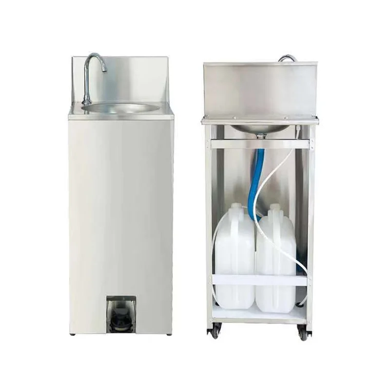 Outdoor pedal stainless steel sink stainless steel hand wash sink small portable foot pedal knee operated sink for outdoor lab