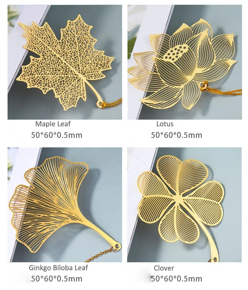 Металлическая Закладка в виде листа в качестве изысканного подарка, золотые латунные закладки в виде клевера с кисточкой для книг