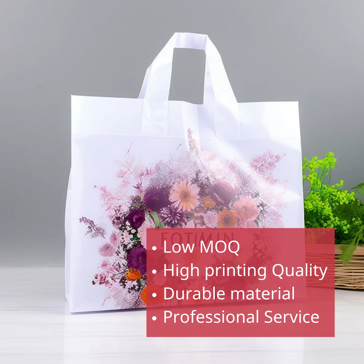 Holographic Print 1kg Pe Thin Guangzhou Laundry Shop Custom Clothing Plastic Shopping Bag Handle