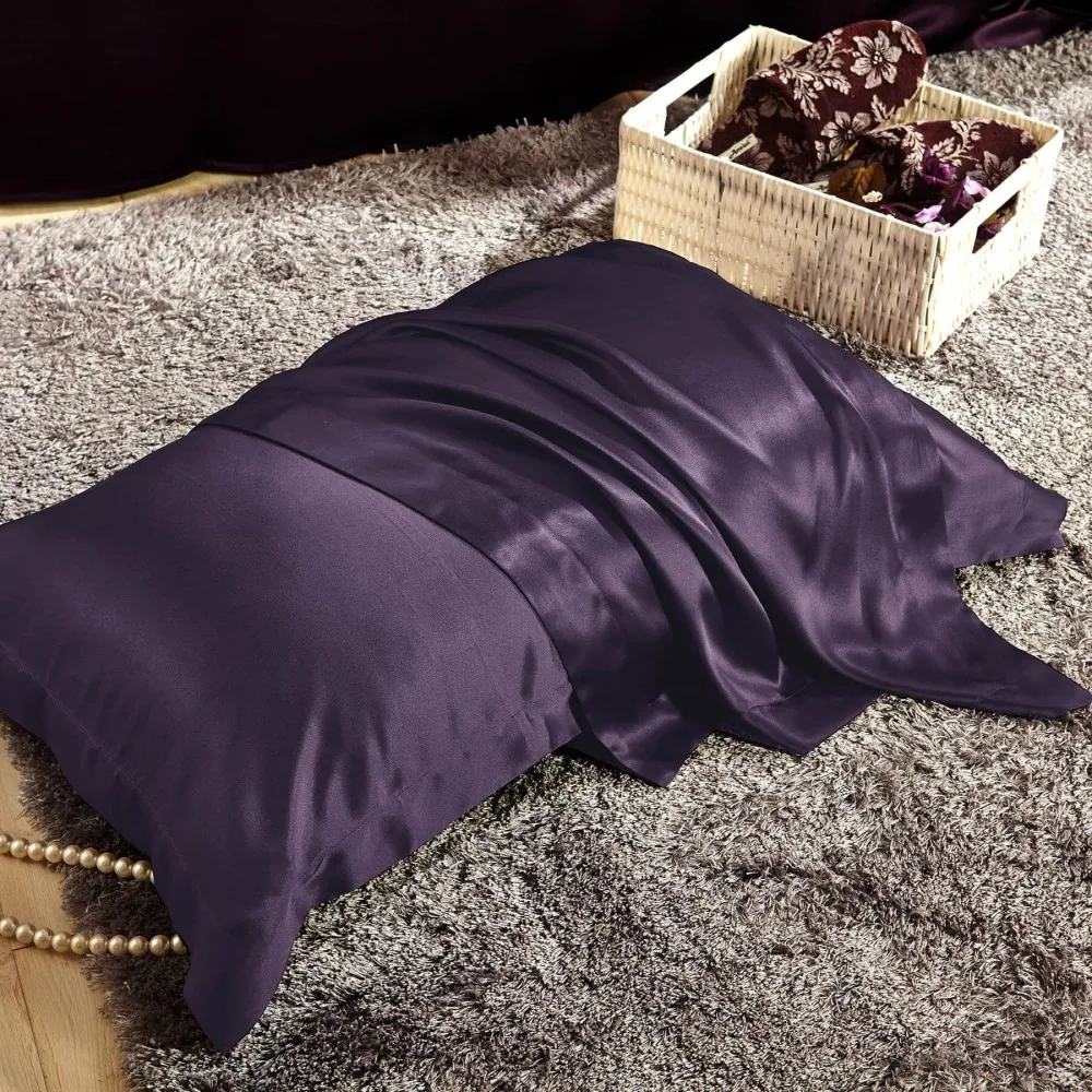 100% шелковая наволочка фиолетовый привлечения 6A класса люкс, уход за кожей, спальный комплект шелковых постельных принадлежностей 22/25 Momme с OEKO-TEX100