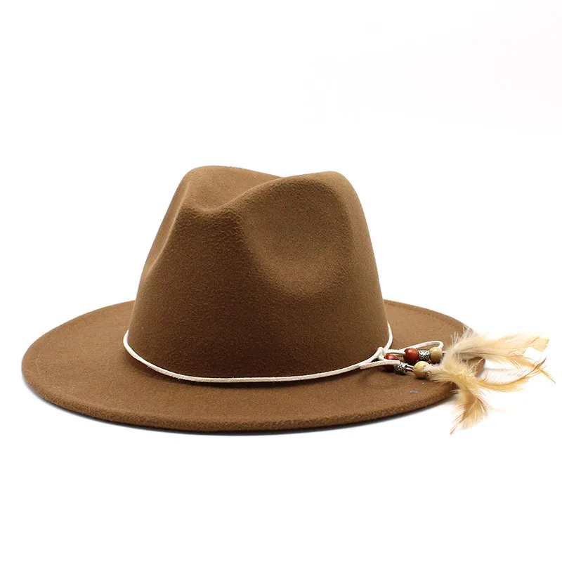 Custom blank fedora hats 60 color available brown felts fedora hats with feather